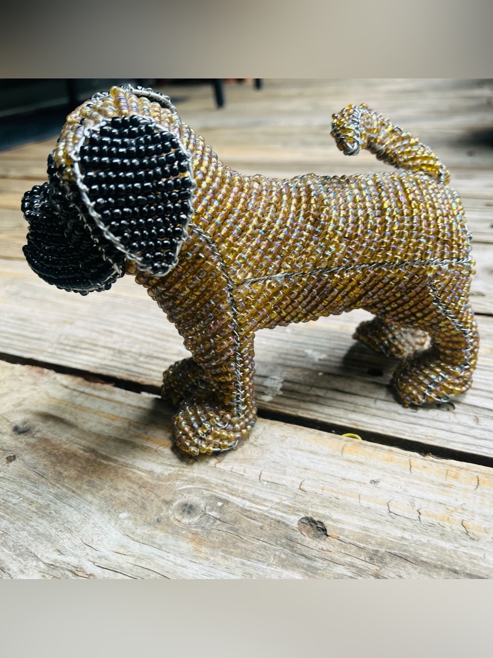 Handcrafted Beaded Dog display figurine - Brown and Black 🐾🐾